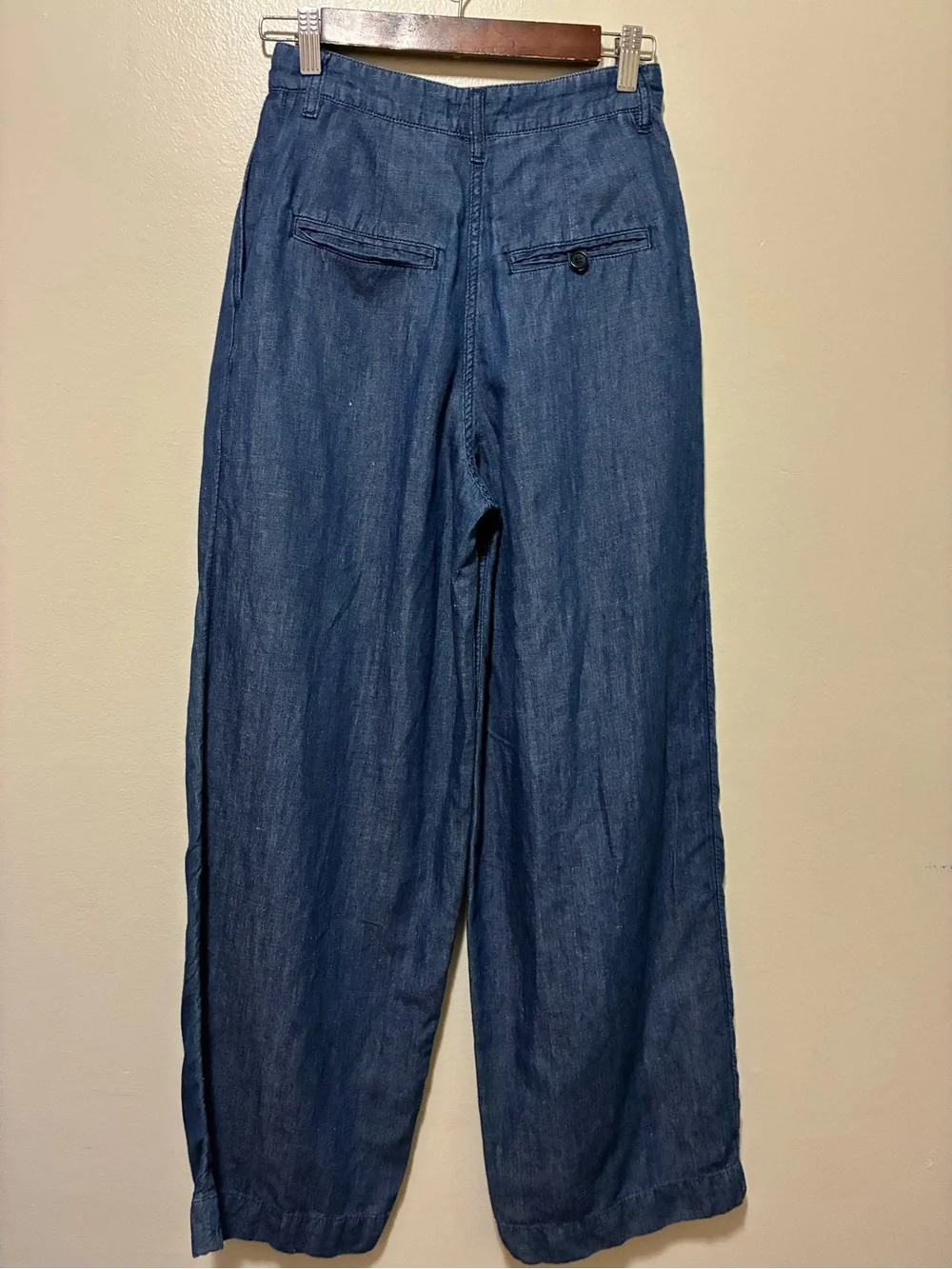 COS High Rise Pleated Linen Cotton Chambray Denim Pants size 2